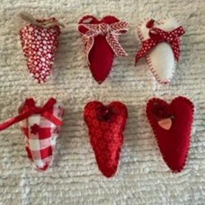 New Hearts Set of 6. Handcrafted.